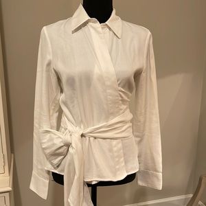 Ann Taylor White Wrap Blouse 100% cotton
